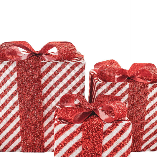 Regalo de Navidad LED - S3 - Poliestireno - Rojo/Blanco - 15/20/25 cm