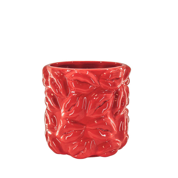 Pot - Bisous - Céramique - Rouge - 17,5x17,5x17,5cm