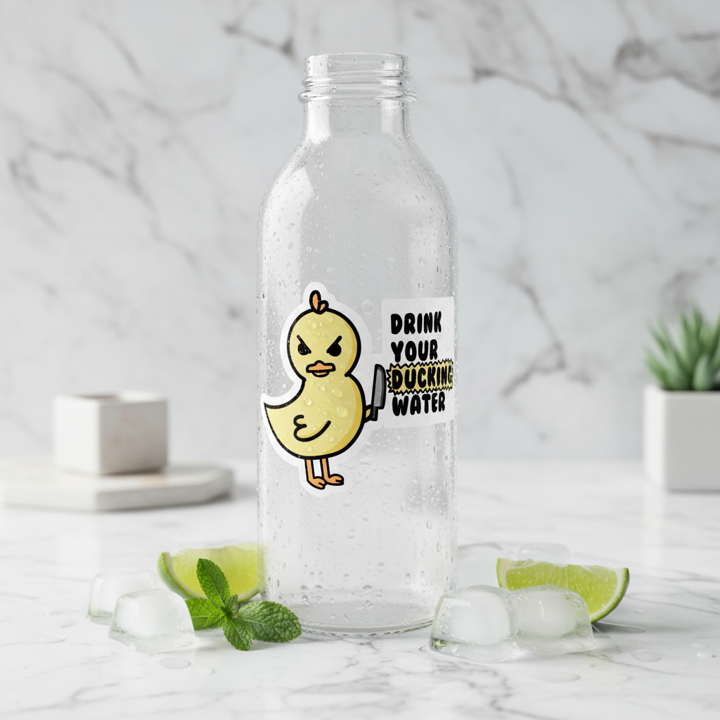 Eendsticker "Drink je eendenwater"