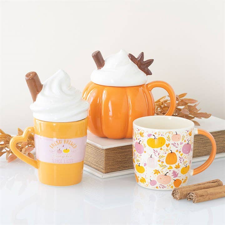 Mug Citrouille Crème avec Couvercle – 400 ml