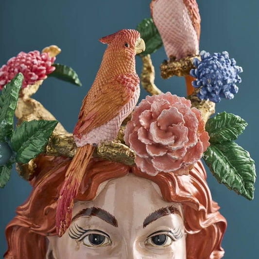 Vase tête de femme M. Perroquets