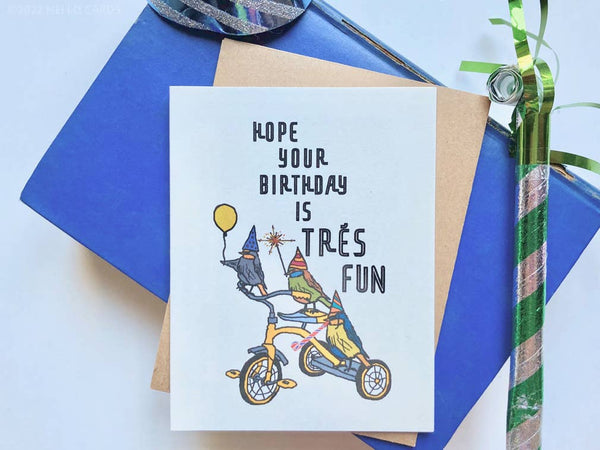 Carte d'anniversaire « Trés Fun » avec oiseaux