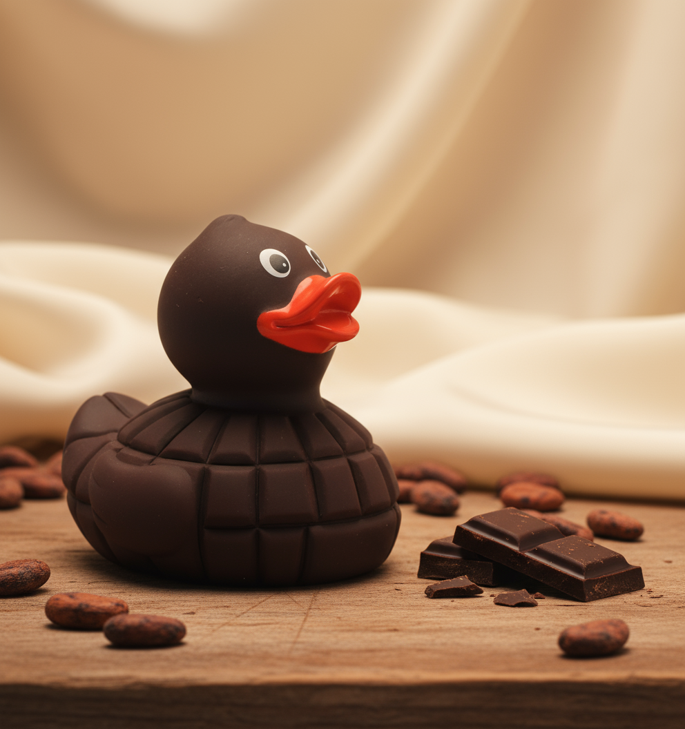 Pato con barra de chocolate