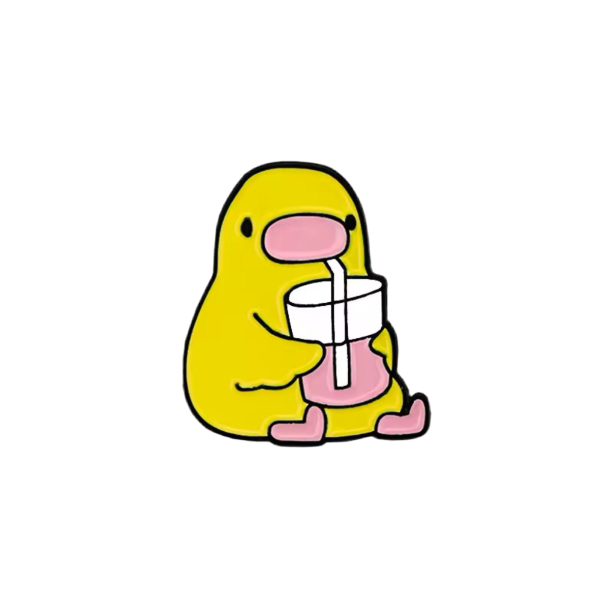 pins canard jaune avec sa boisson