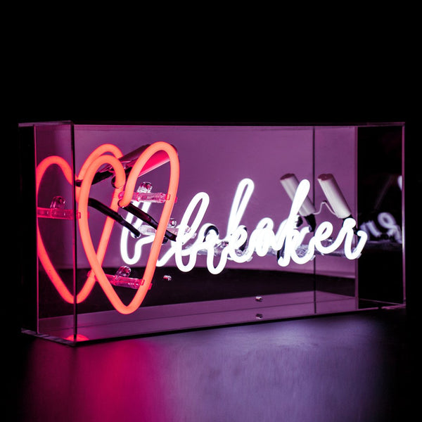 Red and White 'Heart Breaker' Acrylic Box Neon Light