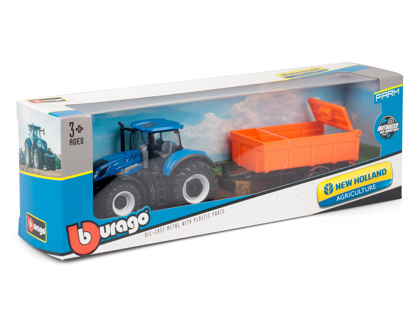 TRACTEUR NEW HOLLAND T7.315 DE 10 CM AVEC REMORQUE BASCULANTE
