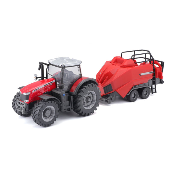 TRACTEUR MASSEY FERGUSSON 8740S DE 10 CM AVEC ÉLÉVATEUR DE PRESSE À BALLES