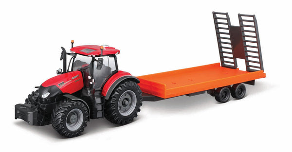 TRACTEUR CASE IH OPTUM CVX 300 DE 10 CM AVEC REMORQUE À BALLES