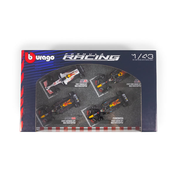Coffret de 4 figurines de champion Max Verstappen F1 RED BULL RACING à l'échelle 1:43