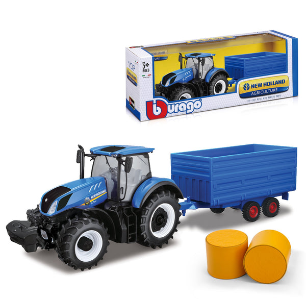 TRACTEUR NEW HOLLAND T7.315 AVEC REMORQUE À FOIN 1:32