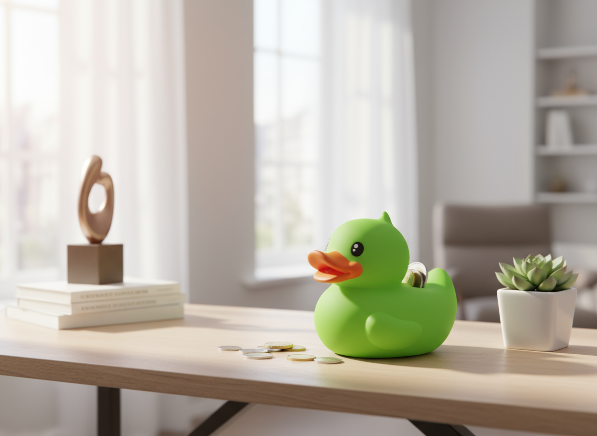 Pequeño helicóptero de pato verde