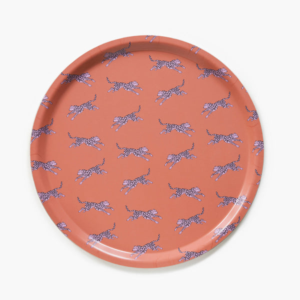 Orange Leopard Round Serving Tray - 38 cm