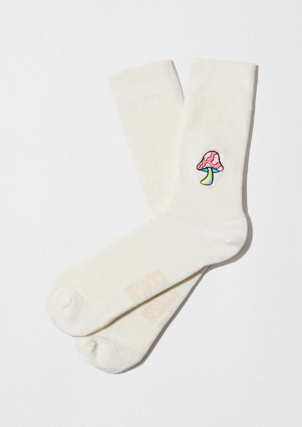 Chaussettes BeMushroom Embroidered Off-White – Besocks