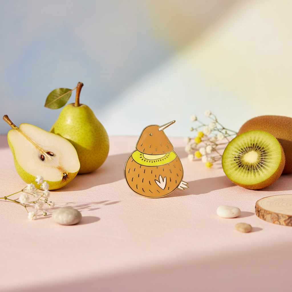 Kiwi-Fruit Kiwi-Bird Pin