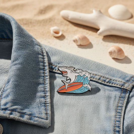 Surfer Shark Pin