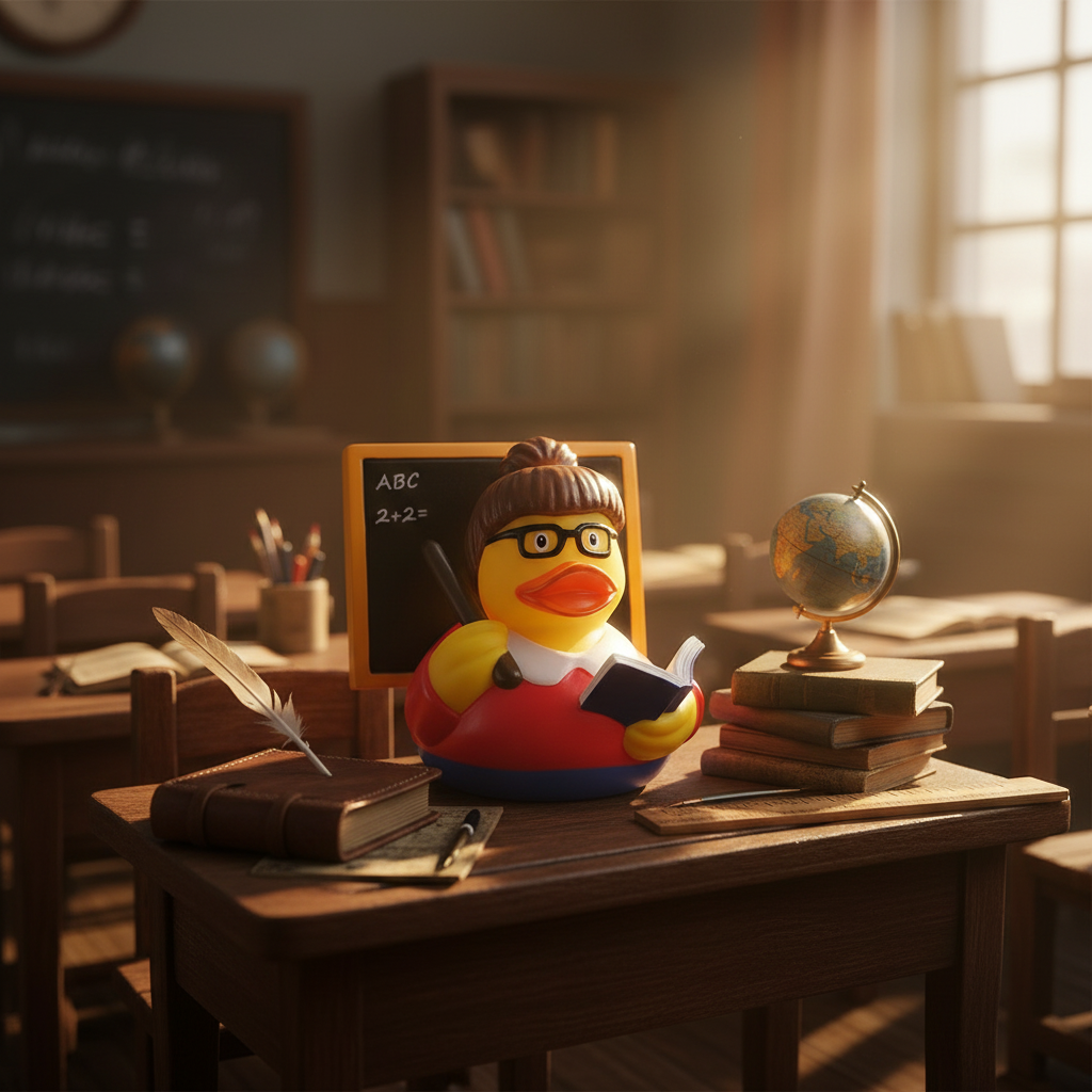 Senhora da escola de pato