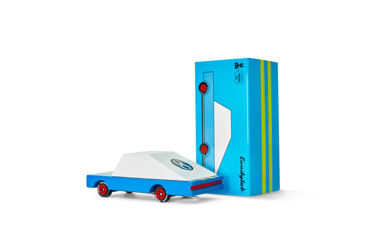 Auto de madera Candycar World: Blue Racer n.° 8