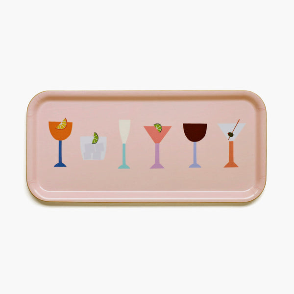 Peach COCKTAILS Serving Tray - 32x15 cm