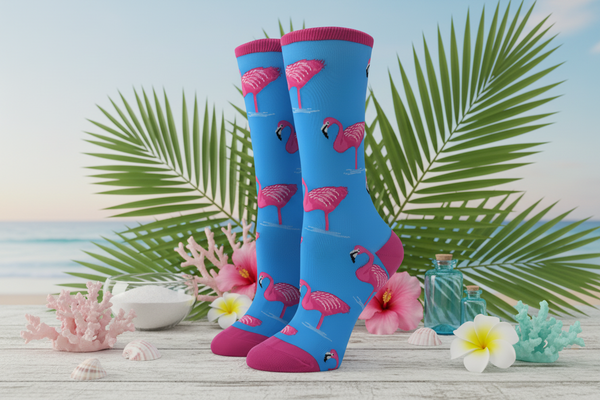 Calcetines de flamenco rosa en el agua