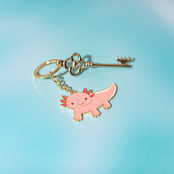 Axolotl enamel keychain