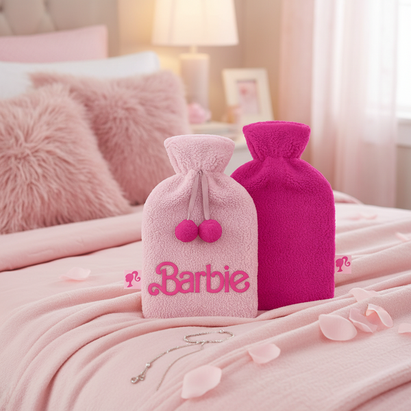 Bolsa de agua caliente de peluche y bordado de Barbie - Logotipo