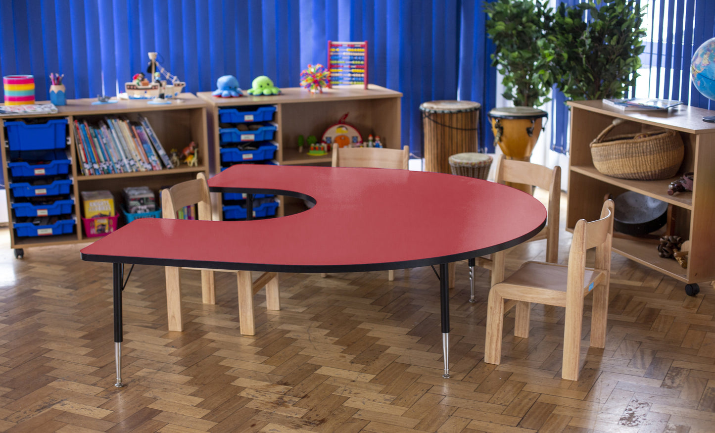 Tuf-Top™ Height Adjustable Horseshoe Table - Red