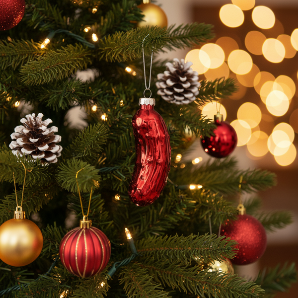 Adorno navideño de pepinillo rojo