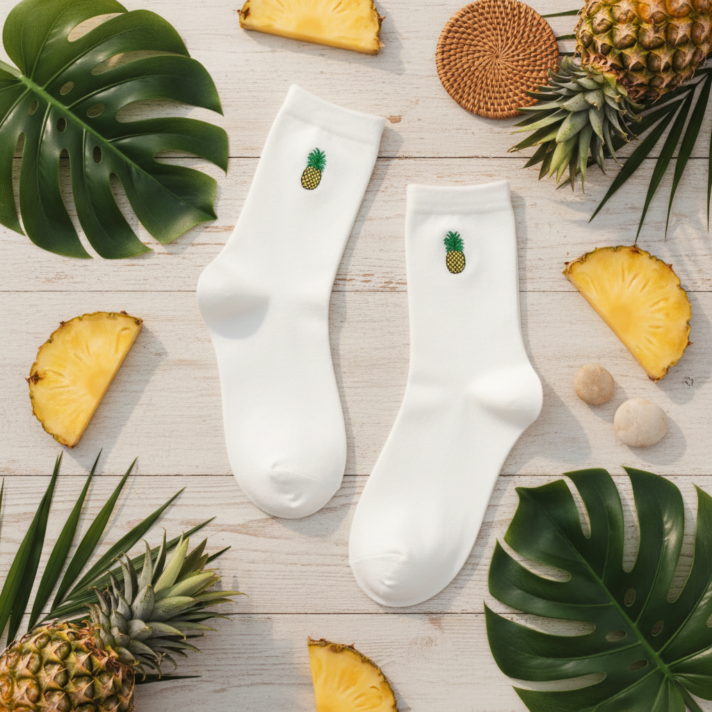 Chaussettes Ananas Brodée