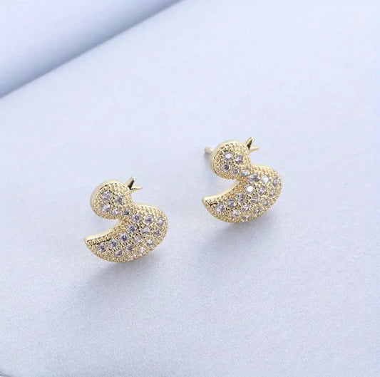 Conjunto de collar con colgante y pendientes de pato a juego