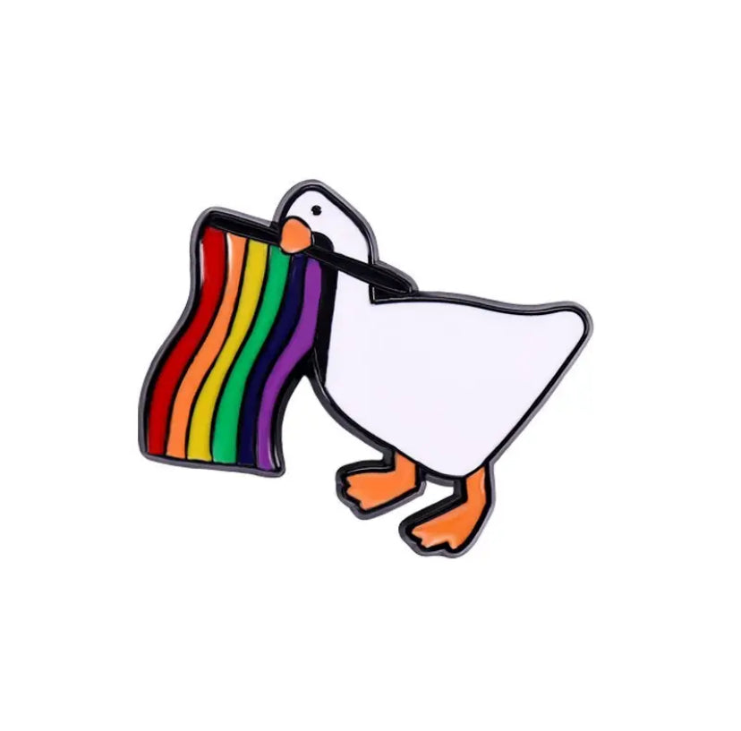 Pin's Canard Blanc Drapeau LGBT