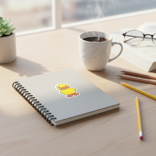 Pegatina de pato amarillo de pie