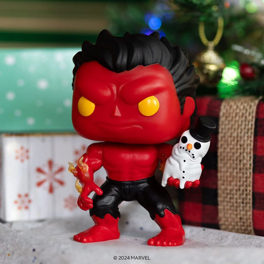 ¡Estallido! Hulk rojo con muñeco de nieve
