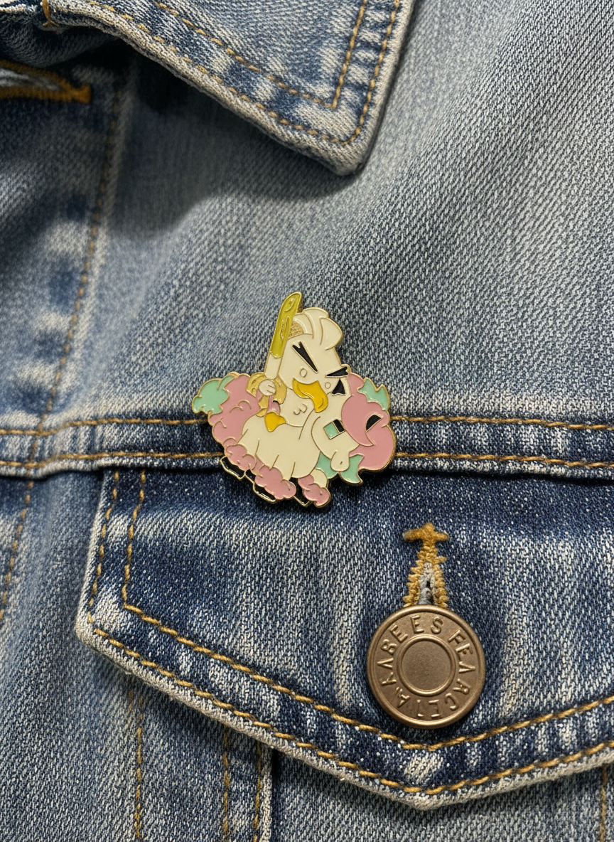 Broche Pato Branco com Alho Francês