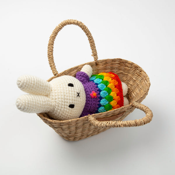 Peluche en Crochet Miffy - Robe Arc-en-ciel naturel