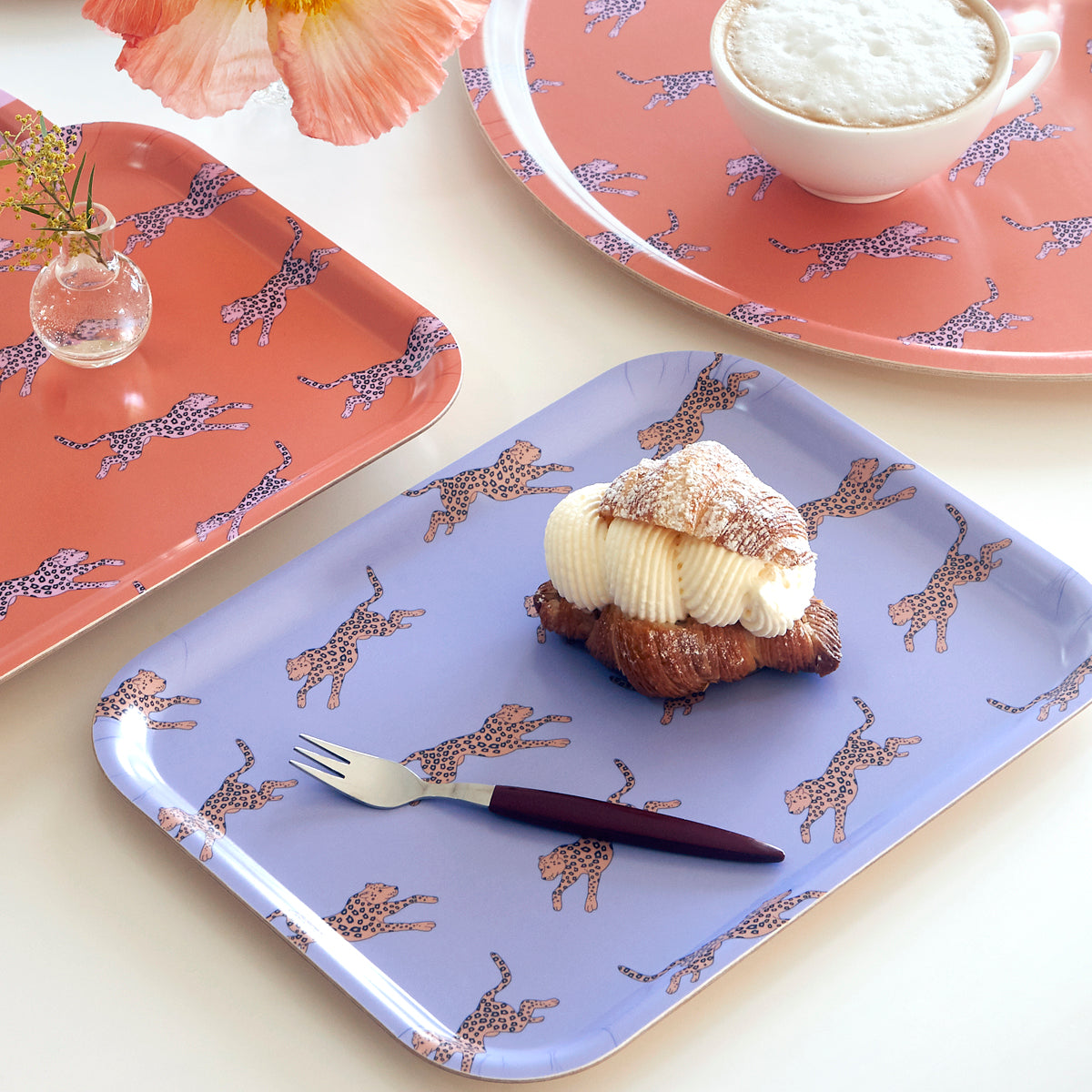Orange Leopard Round Serving Tray - 38 cm