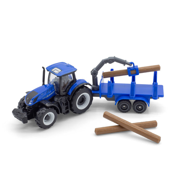 MINI MACHINES DE TRAVAIL - TRACTEUR NEW HOLLAND 3" AVEC REMORQUE
