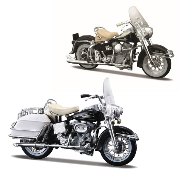 1:18 HARLEY DAVIDSON DECADE DUOS 60'S- 1962 FLH DUO GLIDE & 1968 FLH ELECTRA GLIDE