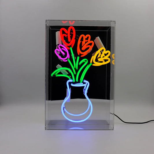 Neon Vase of Tulips