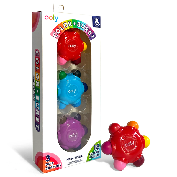 Crayons ergonomiques Color Burst – 3 crayons, 18 couleurs – OOLY