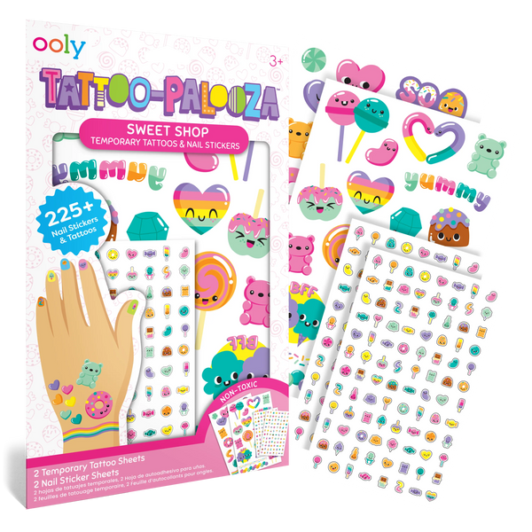 Tatouages et stickers pour ongles Tattoo-Palooza Confiserie – Plus de 225 – OOLY
