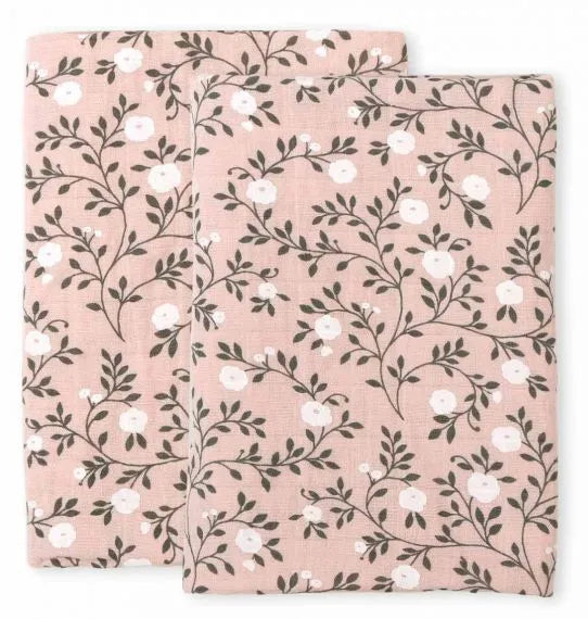 Pack de 2 Langes Coton Bio Fleurs Rose