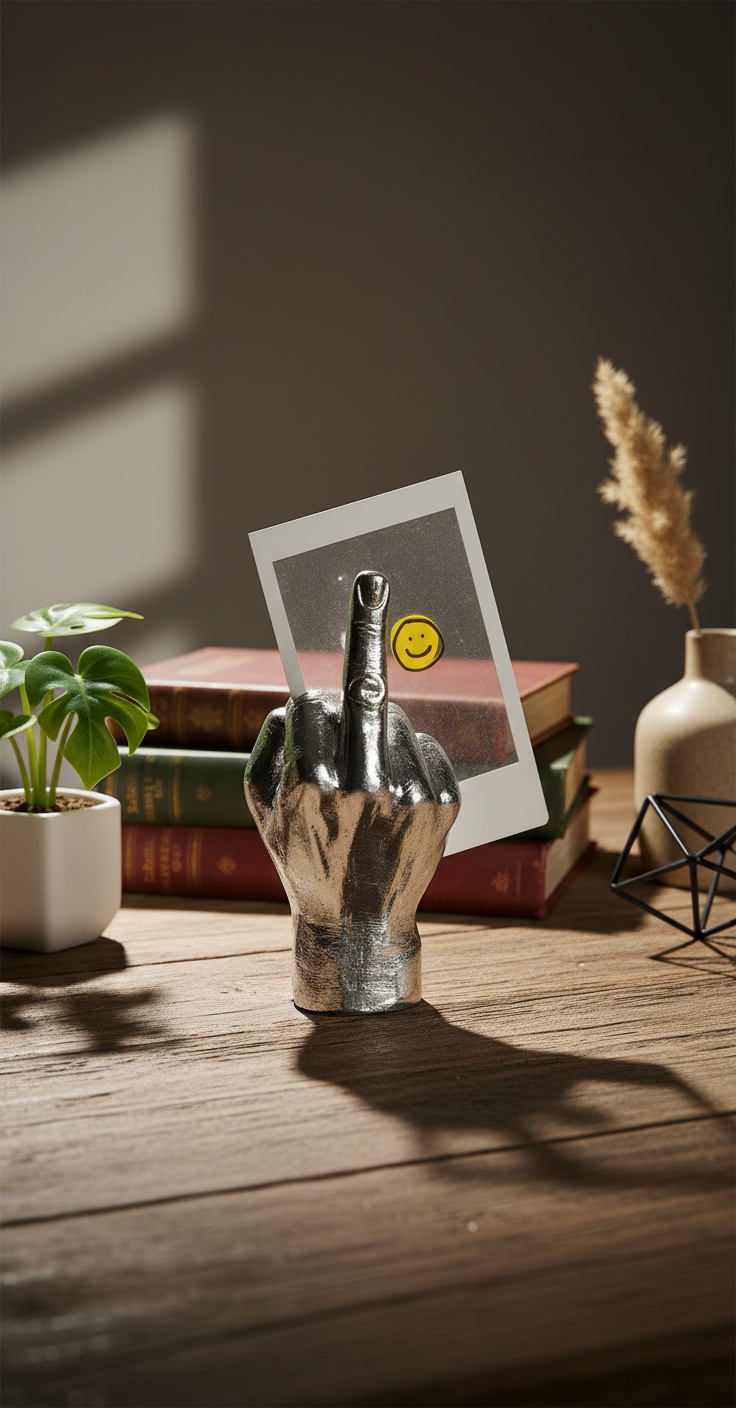 Porte Photo Magnétique Main F**k - Argenté