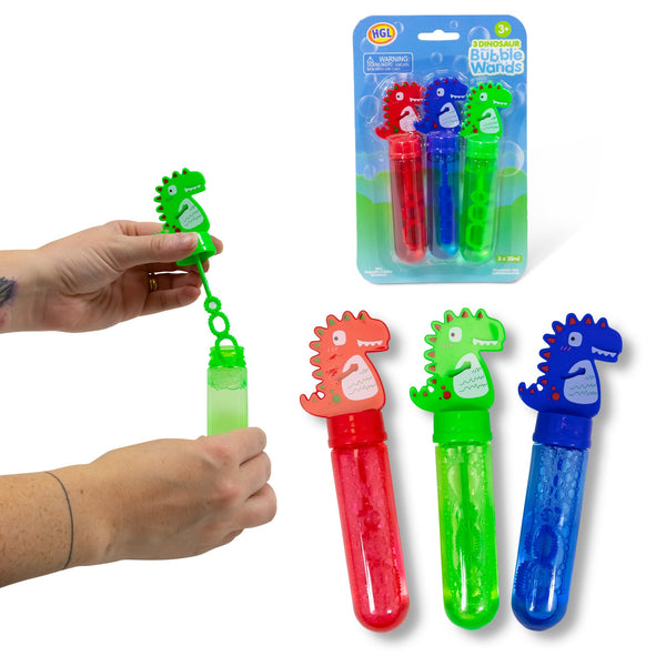 Lot de 3 mini-bagues à bulles dinosaures