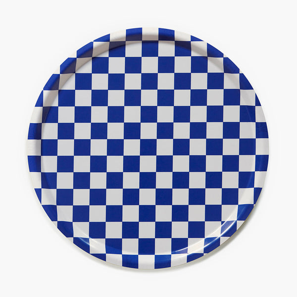 Sea Salt CHECKER Round Serving Tray - 38 cm
