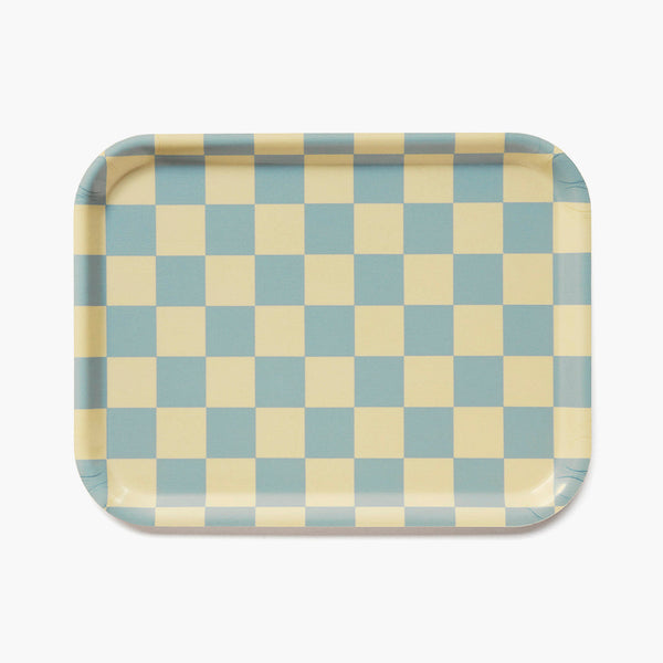 Lemon Seafoam CHECKER Rectangular Serving Tray - 27x20 cm