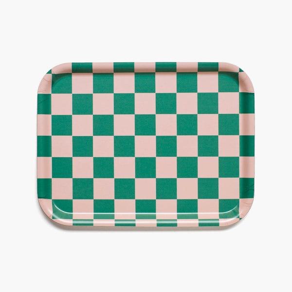 Peach Tulip CHECKER Rectangular Serving Tray - 27x20 cm