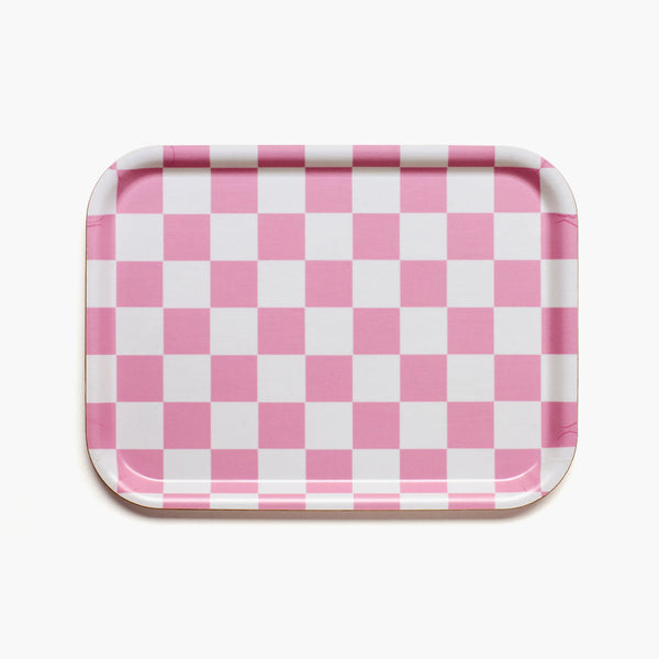 Rasberry / Cream CHECKER Rectangular Serving Tray - 27x20 cm