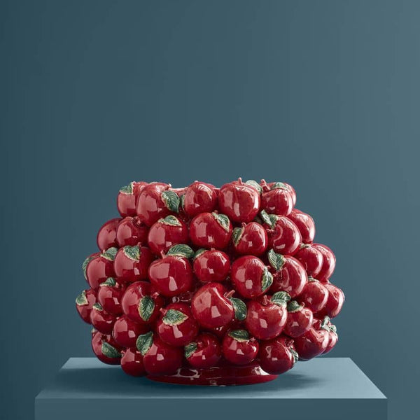 Vaso di mele, gres rosso, 42 x 42 x 32 cm