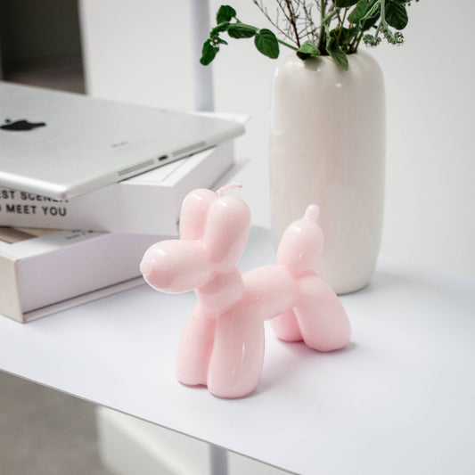 Pink Balloon Dog Candle