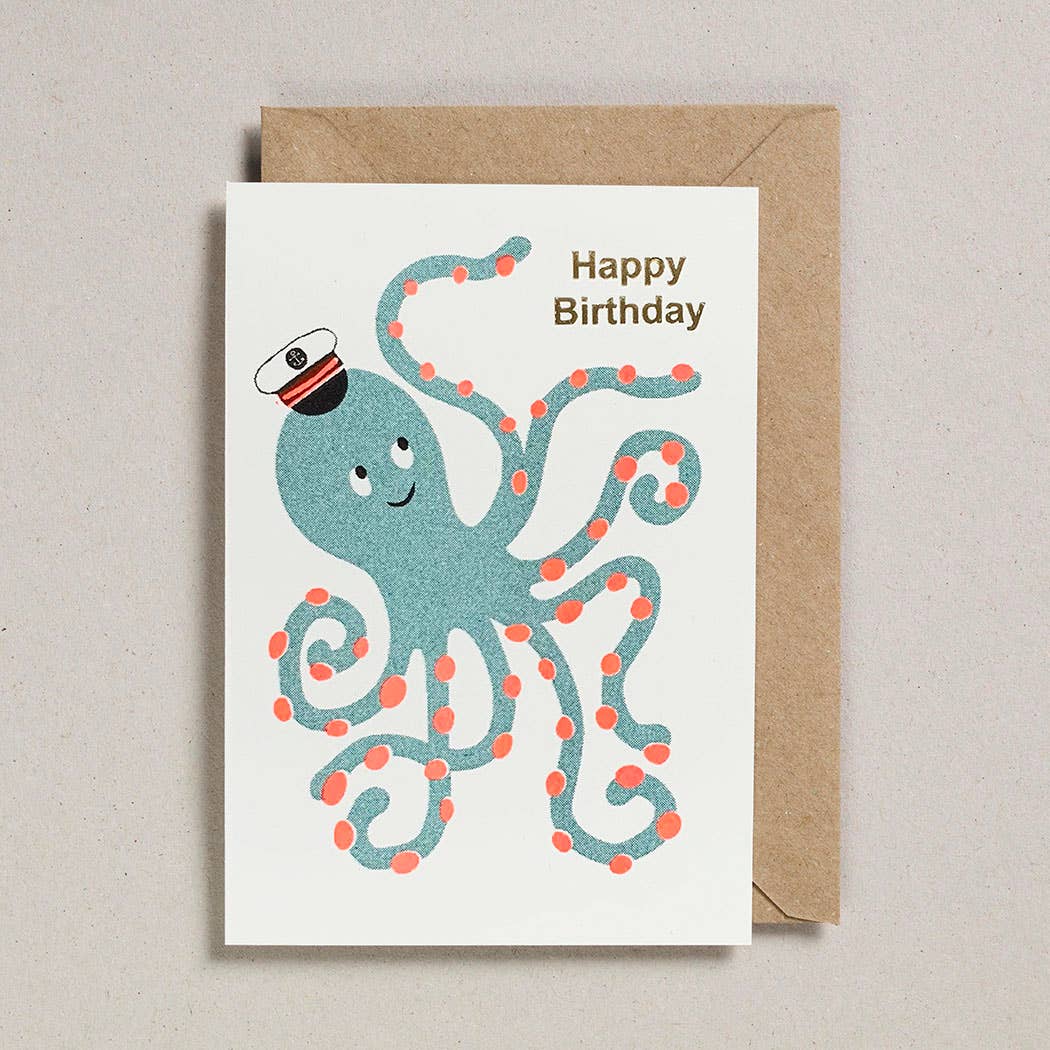 Tarjeta de cumpleaños - Pulpo marino